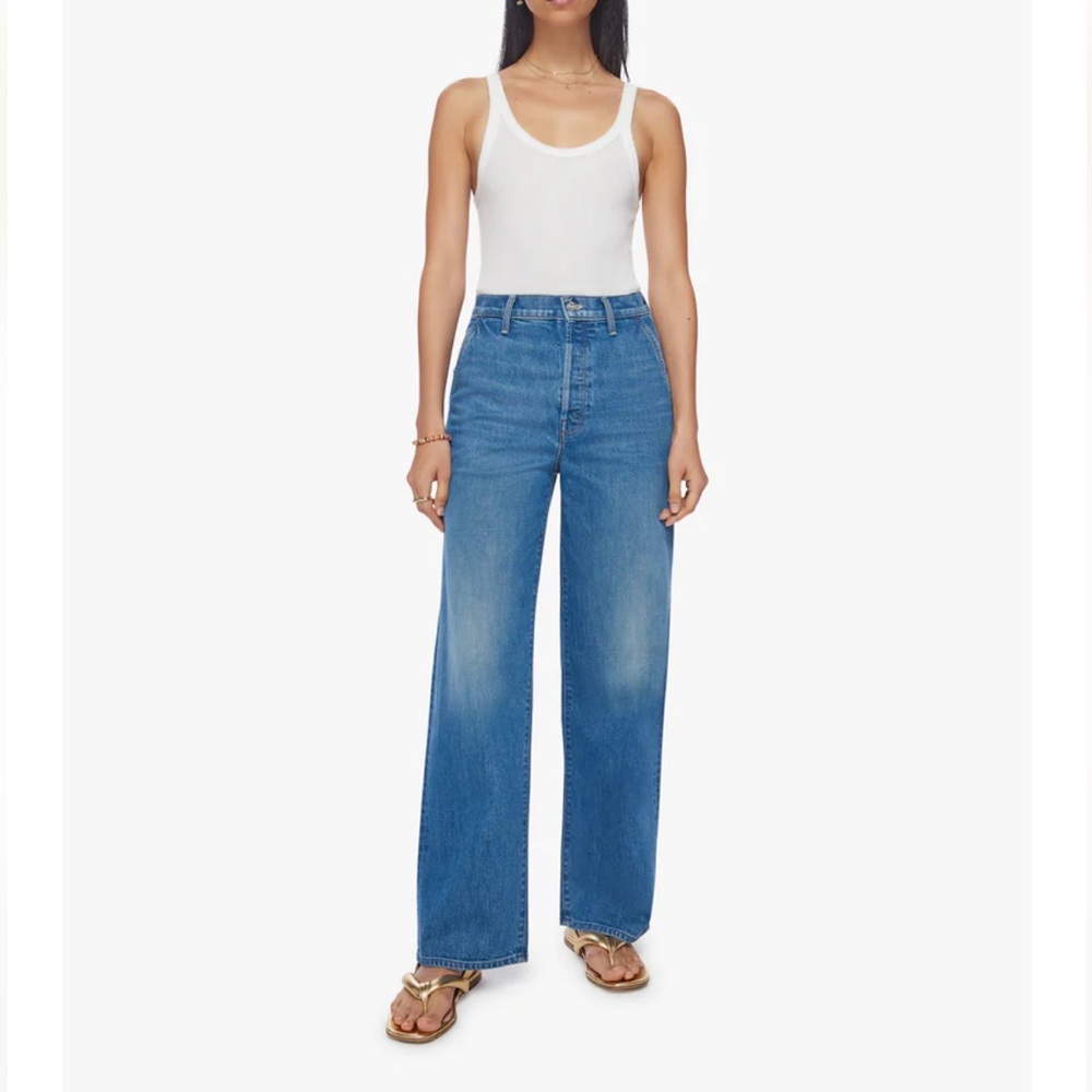 MOTHER High Waisted Spinner Prep Skimp Wide Leg Jeans